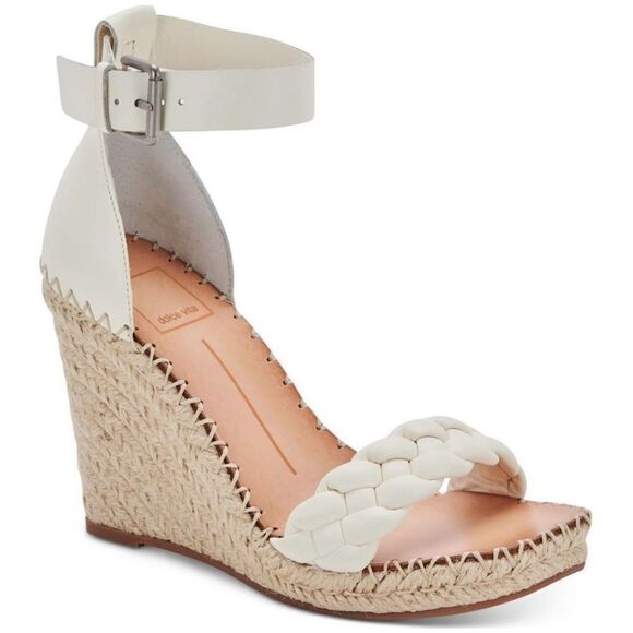 Dolce‎ Vita Espadrille Sandals Size 9.5 White Ankle Strap Open Toe NEW - Picture 1 of 10